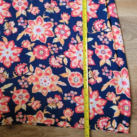 J. Jill Scoop Neck Navy Orange Floral Printed 3/4 Sleeve Sheath Dress Women's 4 - Picture 8 of 12